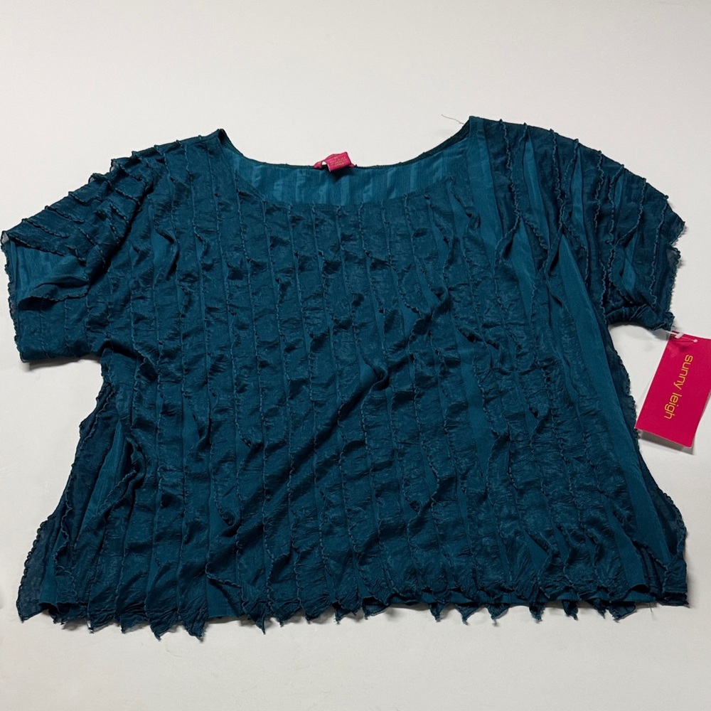 Sunny Leigh Teal Textured Women Top
